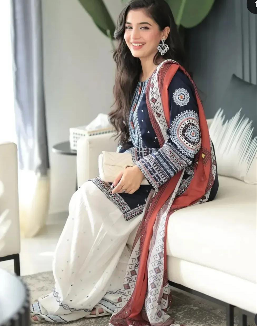 Dastan embroided 3 peice